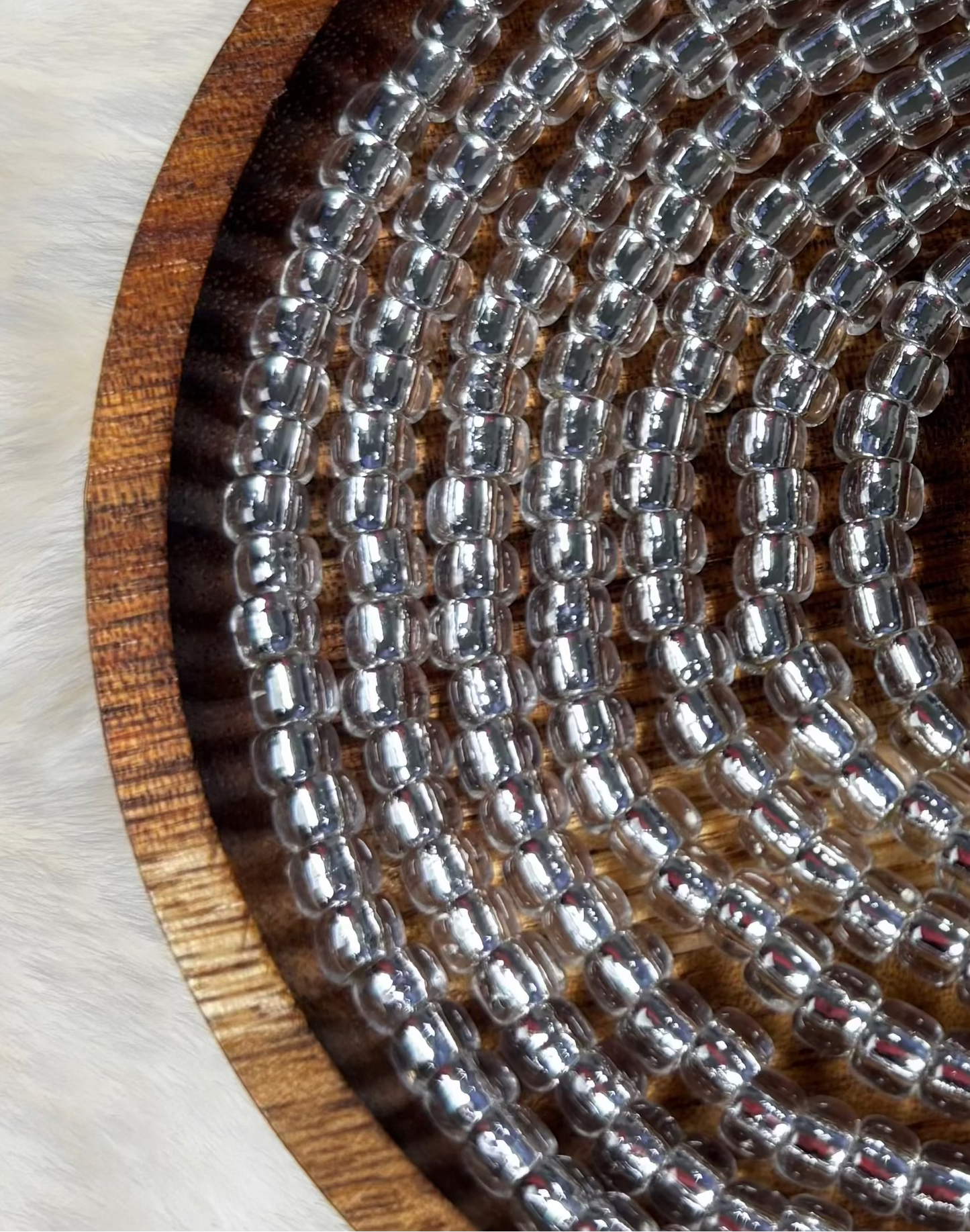 “Moonlit waist bead set with soft luminous tones handcrafted by Waisted By Design”