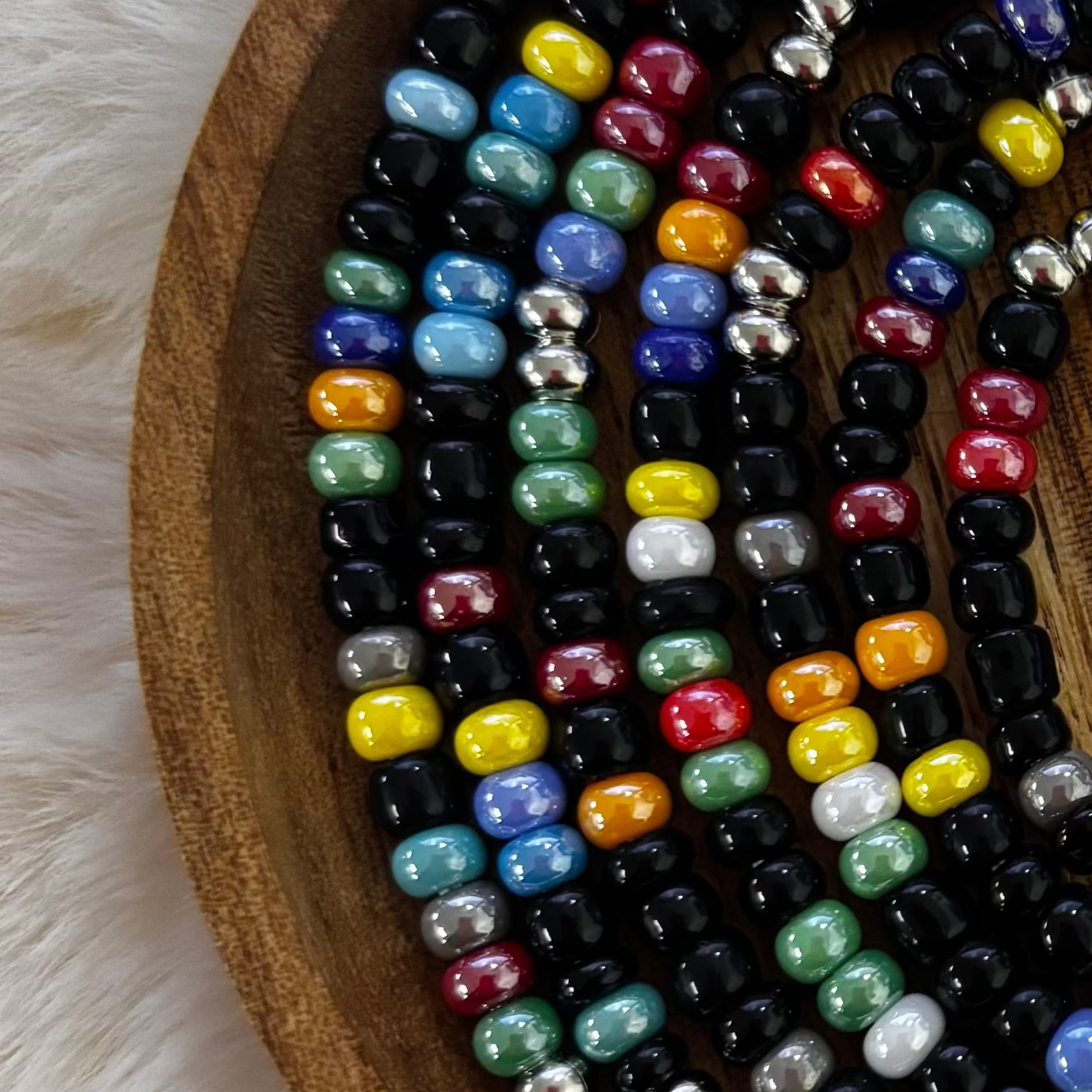 “Fireworks waist bead set with bold vibrant multicolor bead design by Waisted By Design”