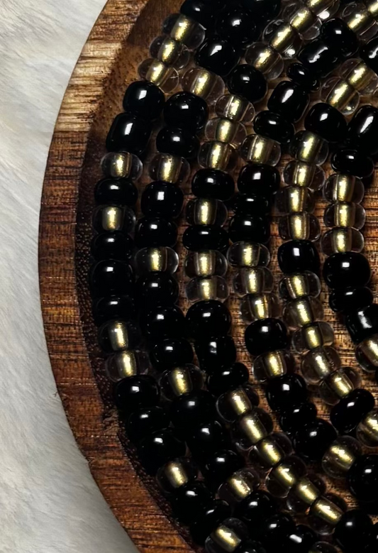 “Dark romantic waist beads with blush accents by Waisted By Design”