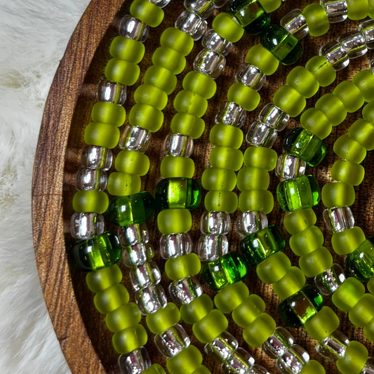 “Green toned waist beads inspired by nature and abundance by Waisted By Design”