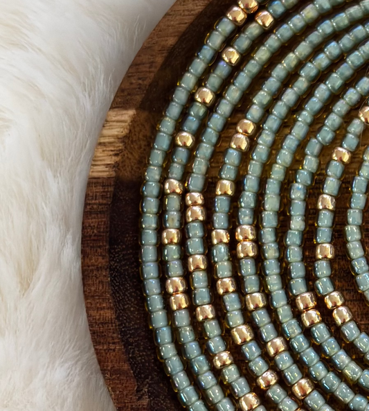 “Calming neutral waist beads with soft soothing colors by Waisted By Design”