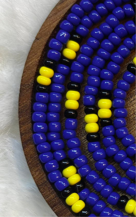 “Barbados Bae waist bead set inspired by Barbados flag colors by Waisted By Design”