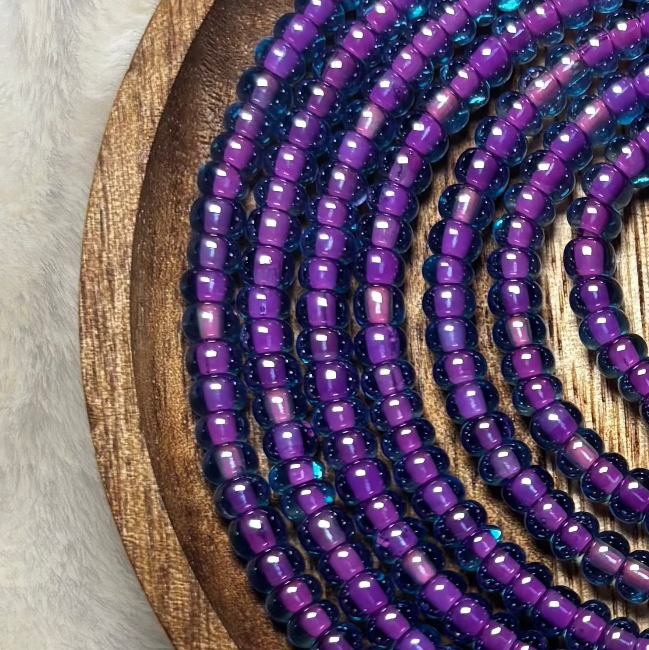 “Purple waist beads inspired by lotus symbolism by Waisted By Design”